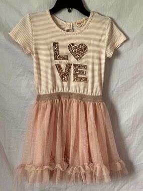 bmagical Girls Love Heart Sequin Tulle Tutu Dress Size 7